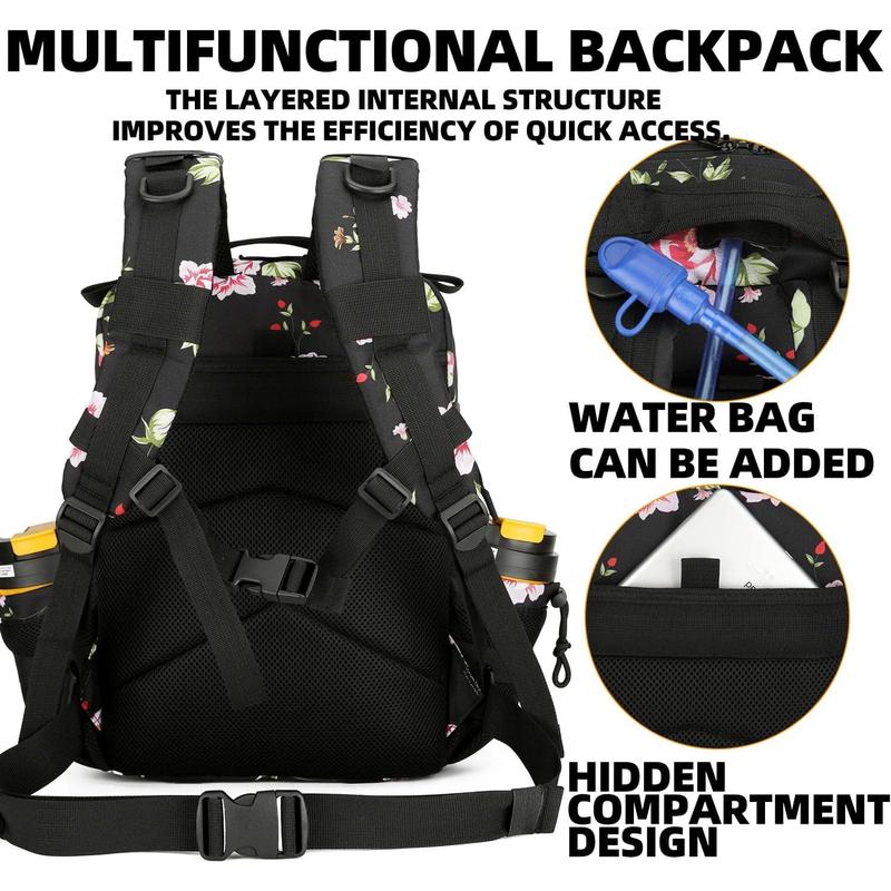 25L Tactical Military Backpack Small Travel Backpack for Men and Women Assault Pack Bug Out Bag Molle Daypack Gym Backpack with Bottle Holder (Peony)