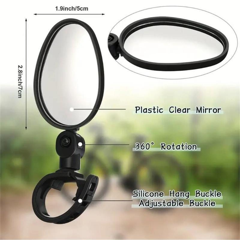 Bicycle Mirror, 2 Counts 360 Degree Adjustable Rotatable Handlebar Mirror, Wide Angle Bicycle Mirror, Cycling Rearview Mirror, Bike Accessories