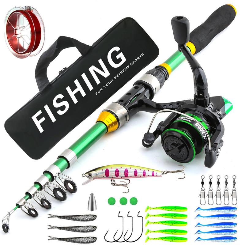 Fishing Rod & Reel Set, 1 Set Portable Fishing Rod & Reel & Fishing Accessories & Storage Bag, Fishing Accessories for Outdoor Fishing