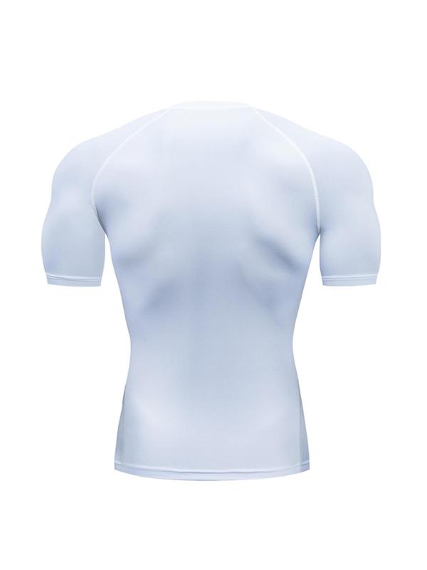 Men's Solid Round Neck Sports Tee, Quick Drying Breathable Short Sleeve T-shirt, Men's Sportswear Clothing for Indoor Outdoor Wear