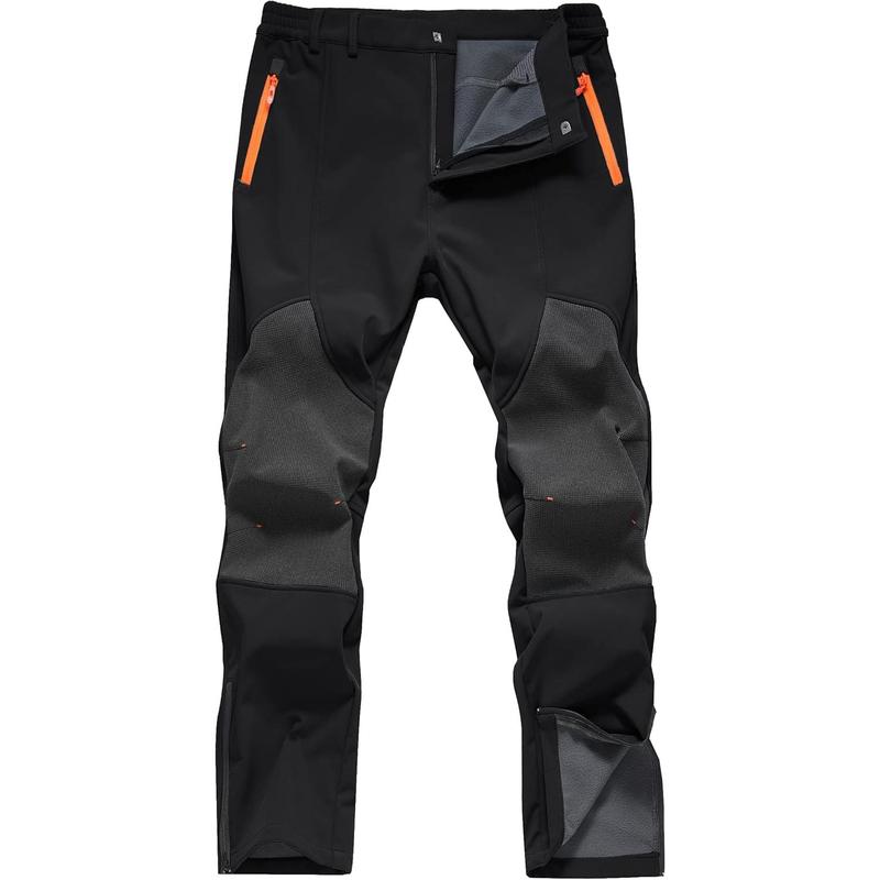 Men's Snow Ski  Hiking Pants Fleece Lined Softshell Insulated Snowboard Outdoor Work Zipper Bottom