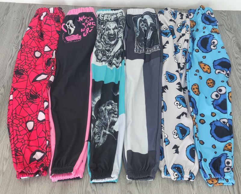 Preview Trick or Treat, Halloween Jogger Pants, Horror Movie Pants, Jogger Pant For Men and Women, Horror Patchwork Sweatpants