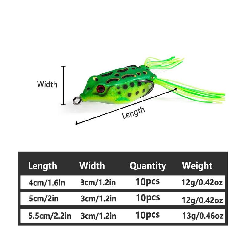 10pcs Ray Frog Baits, Summer Soft Fishing Lures, Mixed Size Simulated Frog Baits Fishing Baits, Outdoor Fishing Accessories, Swimbait Floating Bait for Flyfishing, Solocamping, Picnicaesthetic, Halloween Fishing Equipment, Fishing Stuff