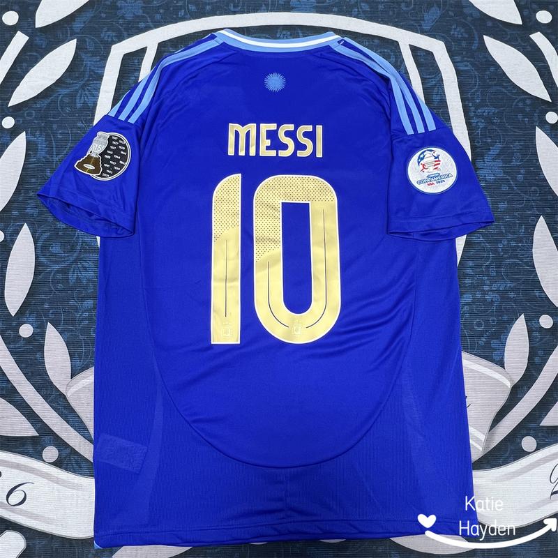 2024 Copa America Argentina Away Messi NO.10 Blue Short Sleeve Soccer Jersey