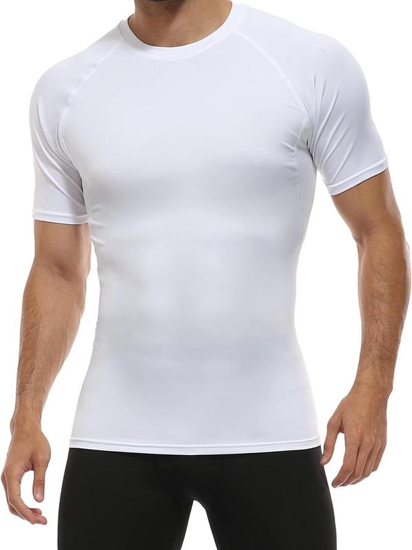 Men's Solid Round Neck Sports Tee, Quick Drying Breathable Short Sleeve T-shirt, Men's Sportswear Clothing for Indoor Outdoor Wear