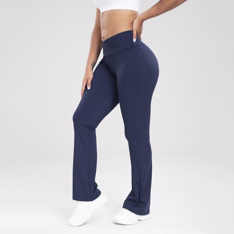 Women's Solid Color Flare Leggings for Running and Yoga, High Waist Wide Leg Bootcut Pant Sports Pants for All Season