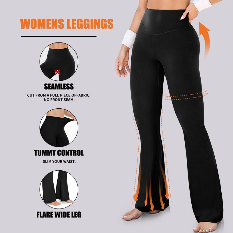 UEU Women's High Waist Flare Leggings, Casual Yoga Pants with Tummy Control, No Front Seam Womenswear Bottom