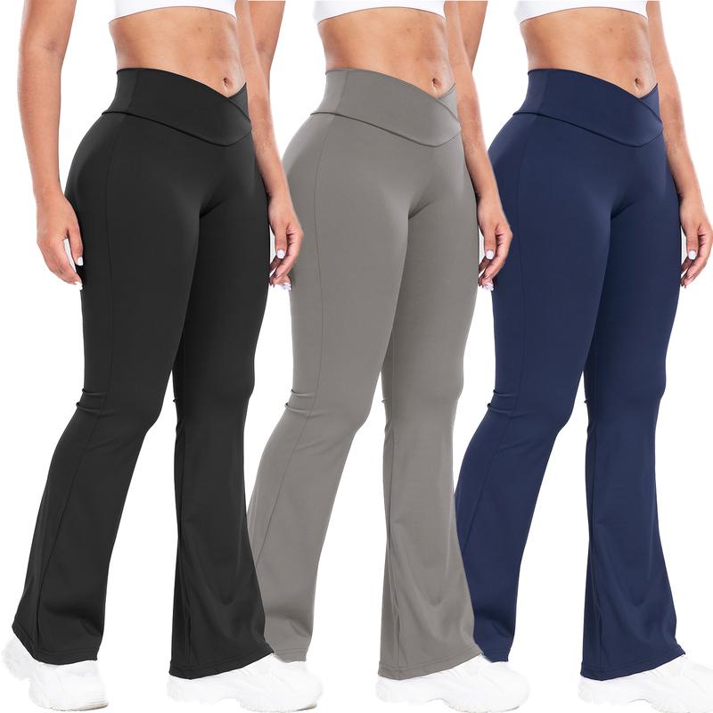 Women's Solid Color Flare Leggings for Running and Yoga, High Waist Wide Leg Bootcut Pant Sports Pants for All Season