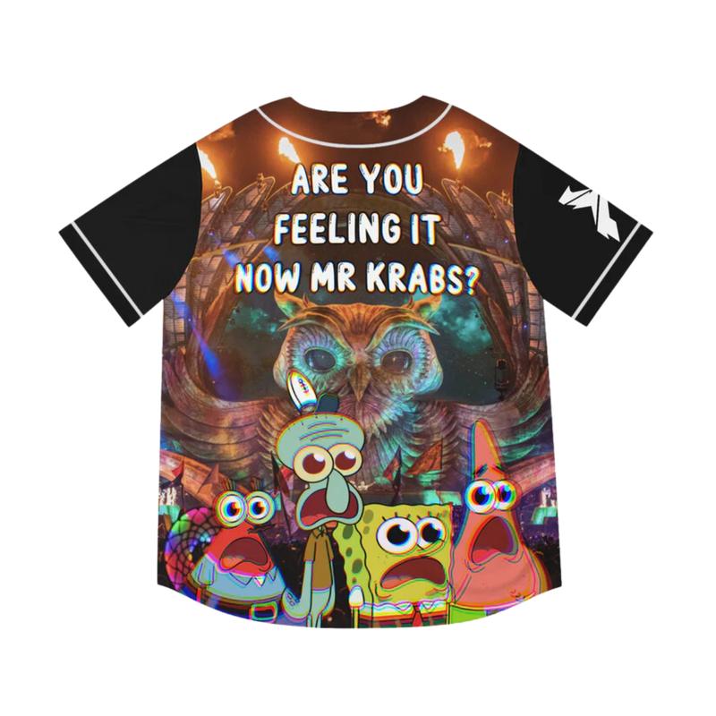 Excisions Spongeb0b Rave Baseball Jersey, EDM Festivals 2024 Thin Button Down Shirt, Tour  Evolution Outfit Ideas For Rave Lovers, Game Day Outfits, Gift For Fan