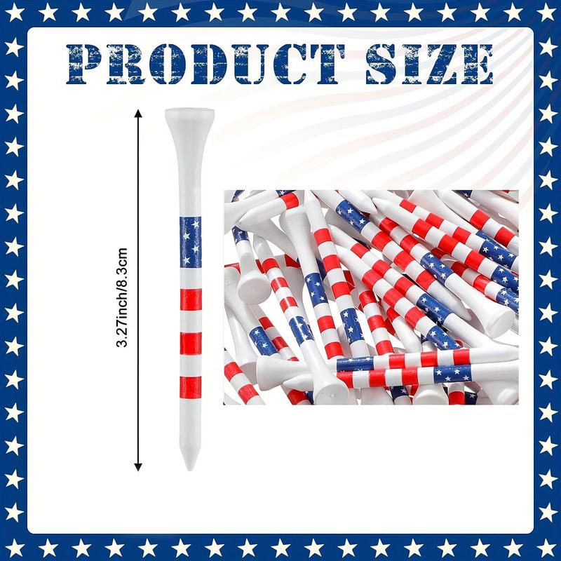 Flag Pattern Golf Tees, 50 100pcs Professional Durable Golf Tees, Patriotic Golf Tees, Long Golfing Tees for Men Women, Golf Accessories