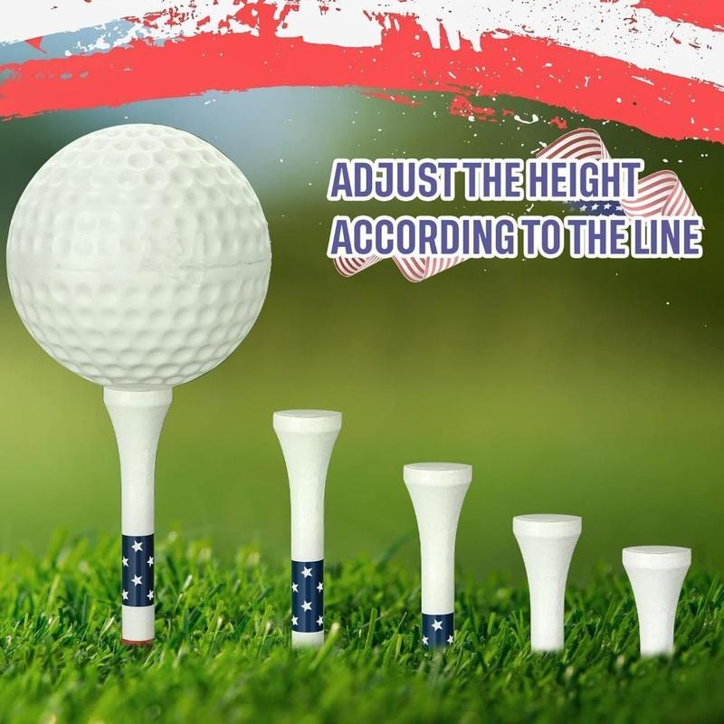 Flag Pattern Golf Tees, 50 100pcs Professional Durable Golf Tees, Patriotic Golf Tees, Long Golfing Tees for Men Women, Golf Accessories