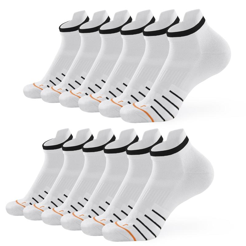 Thick Cushioned Athletic Socks, 6 Pairs Anti-Blister Ankle Socks Performance Running Socks with Arch Support Unisex