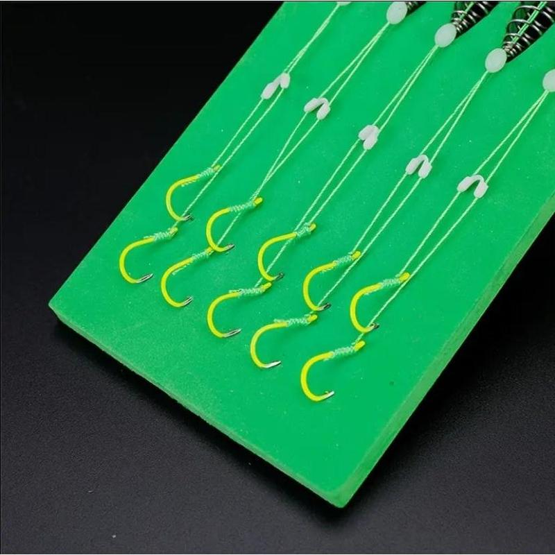 5 Pack Spring Bait Cage with dual fluorescent hooks - hand tied Carp Bait cages with hooks