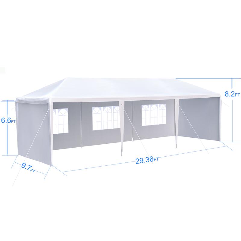 Wedding Party Canopy Tent Outdoor Gazebo with 5 Removable Sidewalls,10x30''