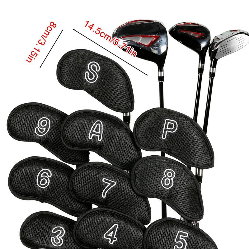 Golf Club Head Cover with Letter & Number Pattern, 10pcs set Professional Golf Club Head Protector, Golf Accessories for Men & Women