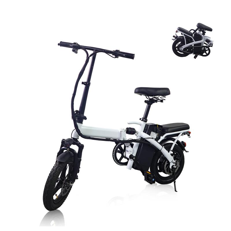 14Inch Folding Electric Bike 48V12Ah High Speed E Bike Air TiresFront and Rear Disc Brake Design LED Range 32Miles Portable Electric bicycle