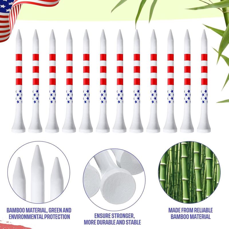 Flag Pattern Golf Tees, 50 100pcs Professional Durable Golf Tees, Patriotic Golf Tees, Long Golfing Tees for Men Women, Golf Accessories