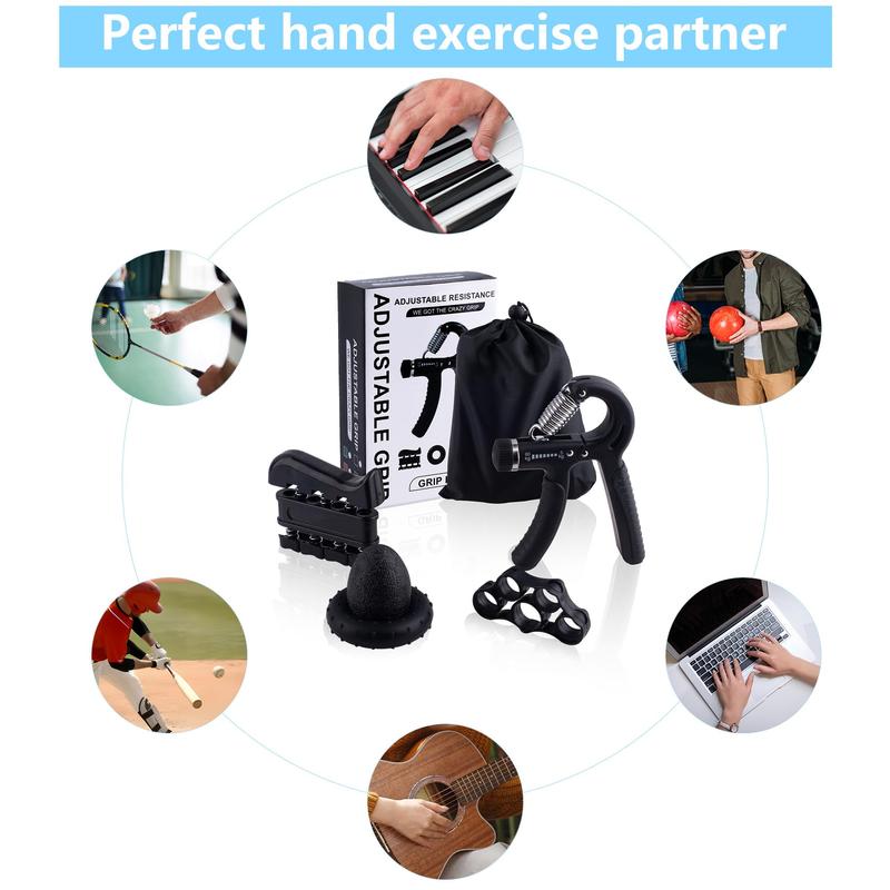 Adjustable Resistance Hand Grip Strengthener Set, 5 Counts set Hand Exerciser Kit, Fitness Equipment for Home Gym