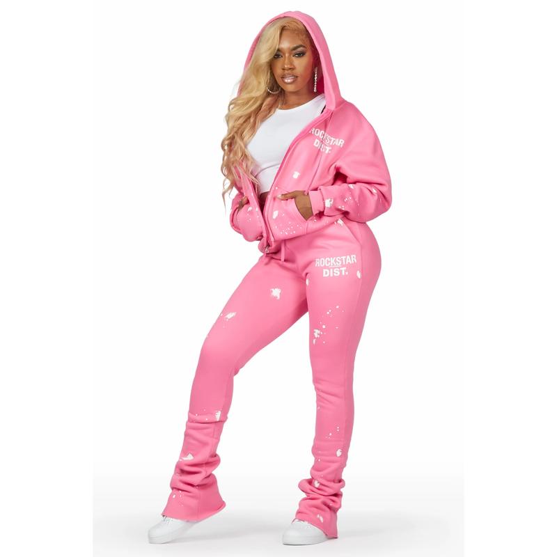 Halloway Bubblegum Pink Zip Up Super Stacked Trackset