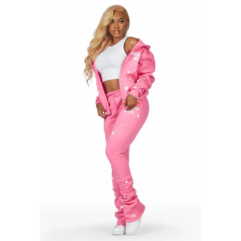 Halloway Bubblegum Pink Zip Up Super Stacked Trackset