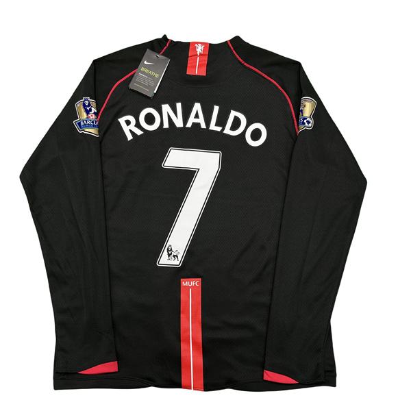 NIKE 0708 Manchester United Vintage Long Sleeve Soccer Jersey Away 7 Ronaldo Champions League Edition