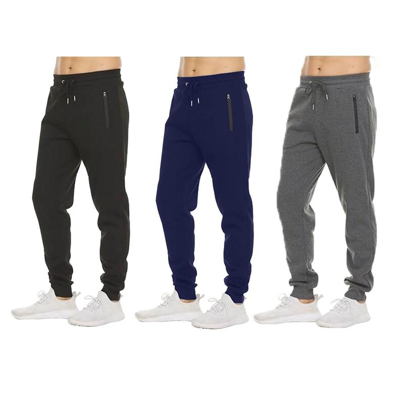 3-Pack Men's Slim Fit Fleece Lined Joggers (Sizes - S to 3XL)