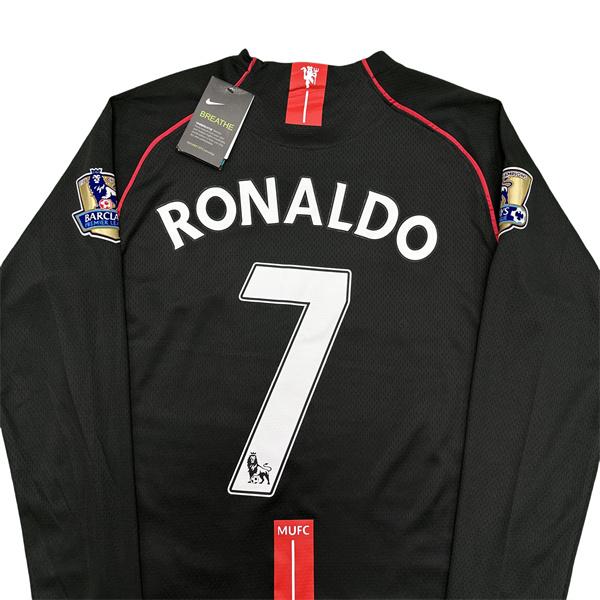 NIKE 0708 Manchester United Vintage Long Sleeve Soccer Jersey Away 7 Ronaldo Champions League Edition