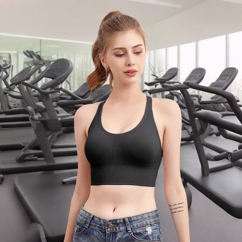 3PCs Stretchy Solid Racer Back Sports Bra, Comfy & Breathable Push Up Fitness Bra, Women's Lingerie & Underwear,wireless seamless bra minimalist lingerie stylish lingerie