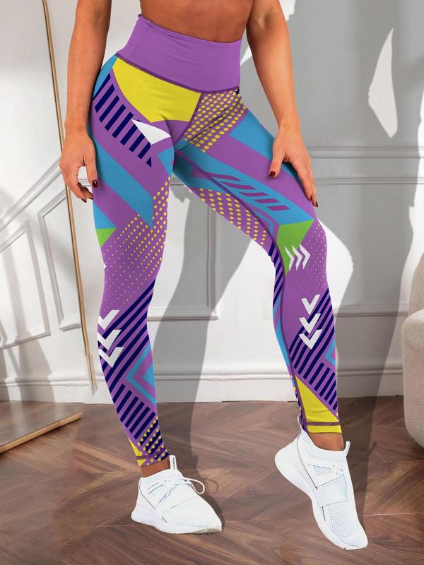 Women's All Over Print High Waist Leggings, Casual Comfy Breathable Skinny Pants for Yoga Gym Workout, Ladies Bottoms for All Seasons