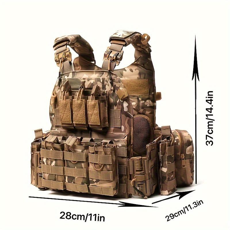 Tactical Sports Vest for Outdoor Activities, Adjustable Lightweight Military Training Plate Carrier Vest with Pouches, Universal Fit, Polyester Material, Multi-Season - Perfect for Hiking, Running & Camping