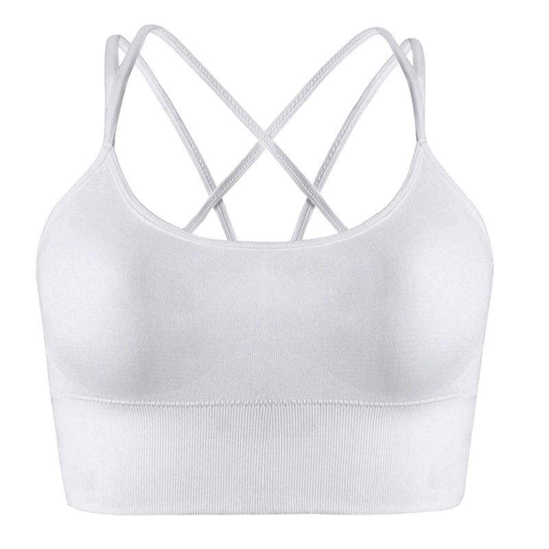 Sports Bra for Women Longline Padded Strappy Sports Bras Medium Support Yoga Gym Running Workout Crop Tank Tops