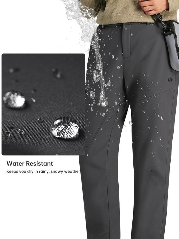 Women's Solid Button Front Pocket Ski Pants, Casual Waterproof Warm Trousers for Outdoor Activities, Ladies Skiing Pants for Fall & Winter