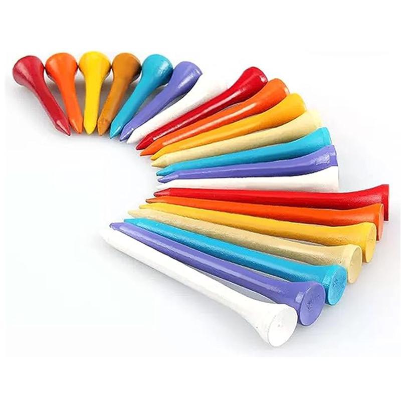 Random Color Golf Tees, 50pcs set Professional Natural Wood Golf Tees, Golf Accessories