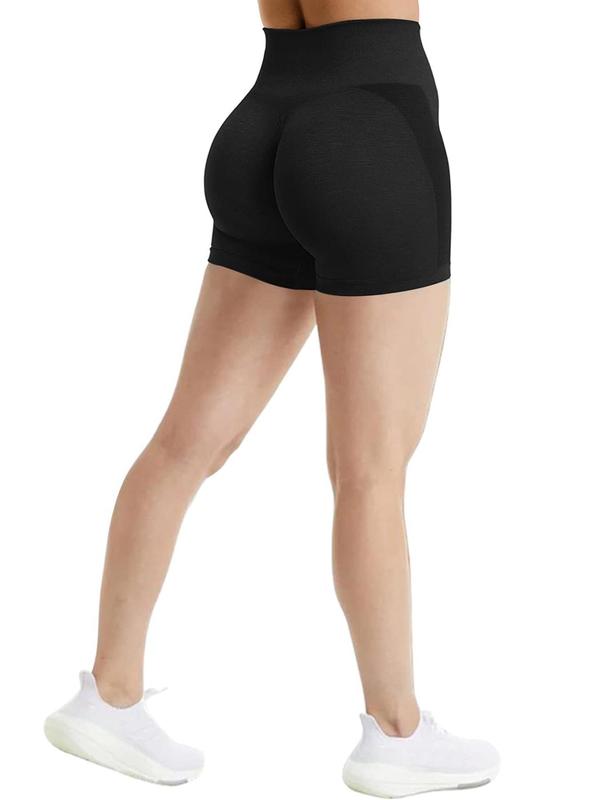 Women's Solid High Waist Sports Shorts, Breathable Comfortable Seamless Skinny Shorts, Ladies Sportswear for Indoor Outdoor Wear