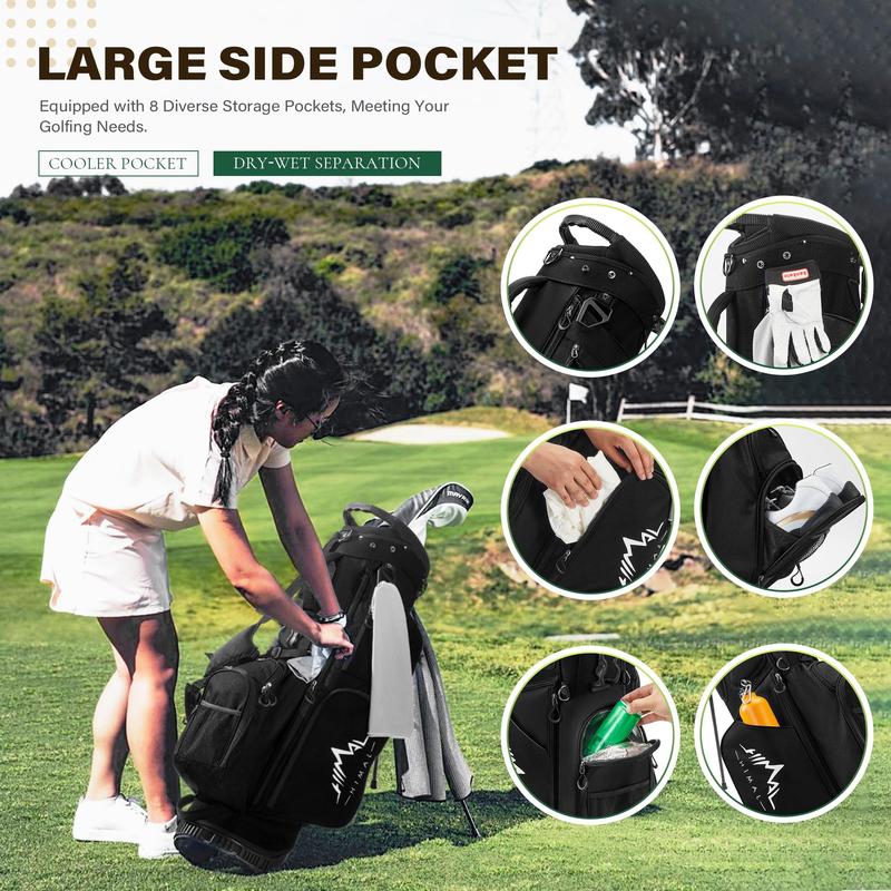 Golf Stand Bag with 7 Way Top Dividers, Golf Bags for Men Women, Lightweight Golf Club Bags with Multiple Pockets, Dual Straps