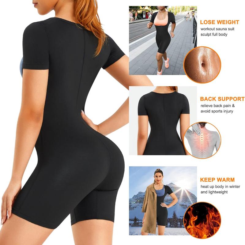 IYDoaMea Women's 3-in-1 Thermal Sauna Sweat Suit - Zippered Body Shaper For Tummy & Waist Slimming romper sport