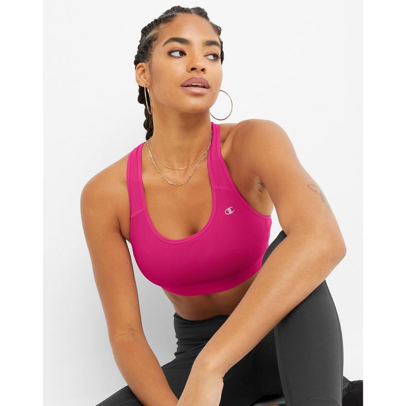 Champion Sports Bra Compression Womenswear Moderate Support Reflective C Logo