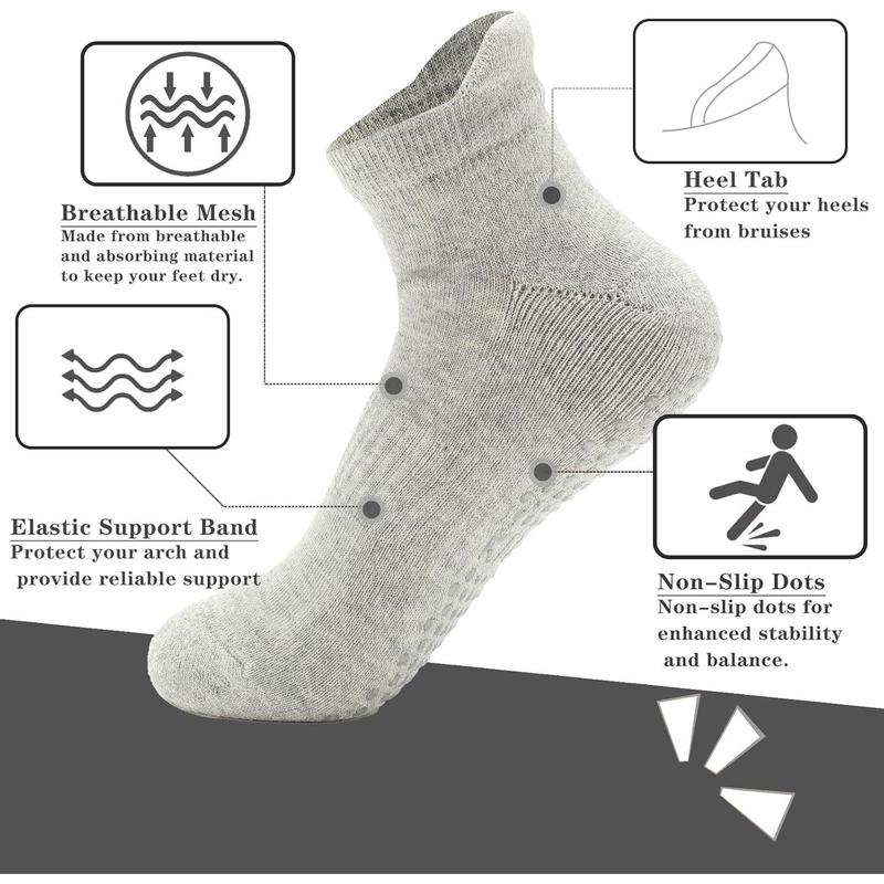 Grip Yoga Pilates Socks Non Slip Barre Athletic Socks with Grips for Women