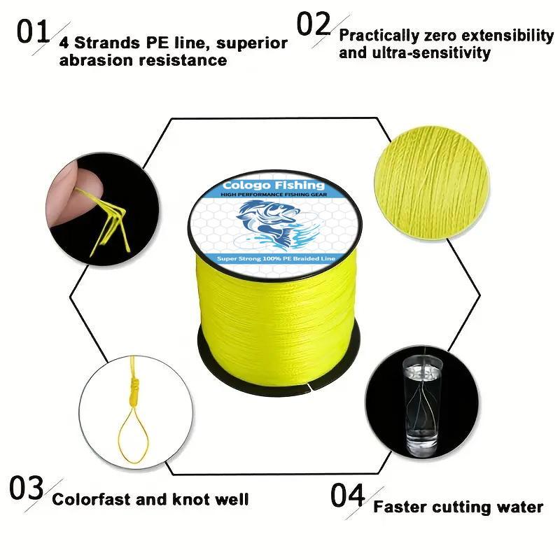 4-strand PE Braided Fishing Line, 500m 1640ft Fishing Line, Anti-abrasion Braided Line, Strong, Durable, and Long-lasting Fishing Accessories, Fishing Equipment