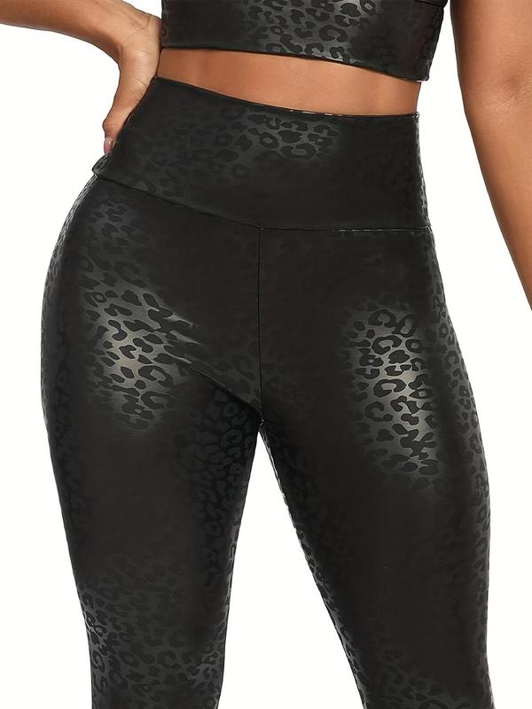 Women's Leopard Print High Waist Sports Leggings, Casual Comfy Breathable Skinny Pants for Yoga Gym Workout Running, Ladies Sportswear for All Seasons, Tummy Control