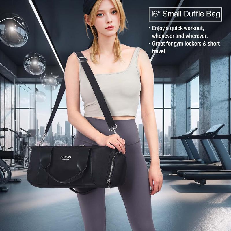 PHSYNI Compact Sports Gym Bag for Women and Men, Cute Mini Duffle Bag with Wet Pocket & Shoes Compartment, Personal Item Travel Workout Bag crossbody shoulder bag grey pink duffelbag