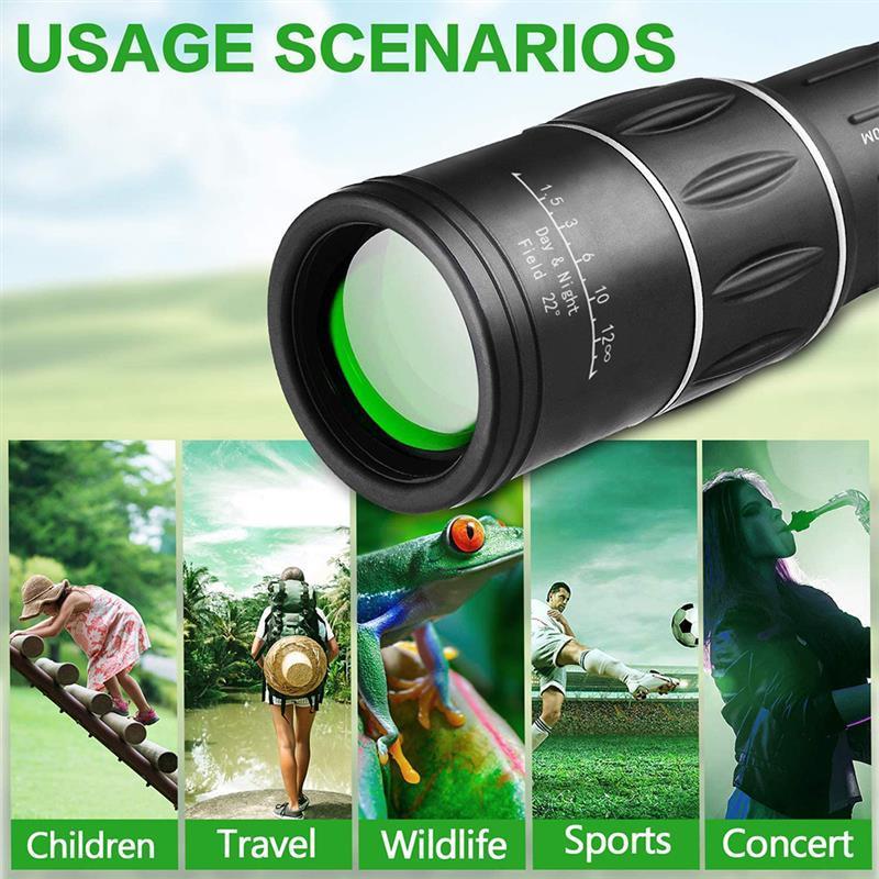 Portable HD Monocular Telescope Hunting Gear, 16x52 High Power Compact Monocular Telescope, Tactical Gear for Bird Watching, Hiking, Concerts, Hunting Shooting Tool