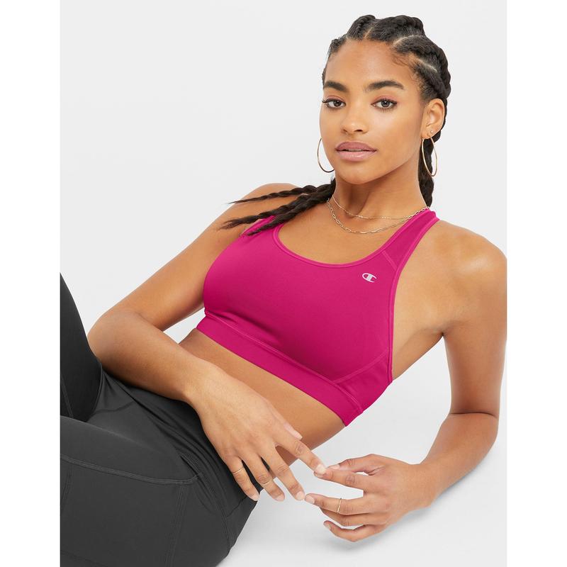 Champion Sports Bra Compression Womenswear Moderate Support Reflective C Logo