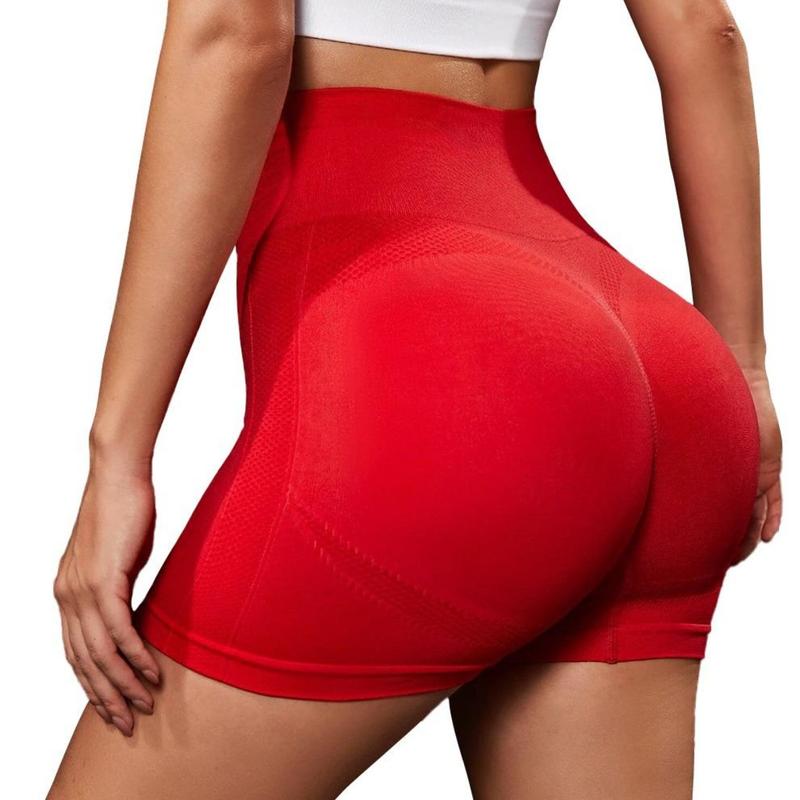 OVESPORT Women's Solid Color High Waist Gym Shorts, Summer Clothes Women, Biker Shorts, Athletic Workout Shorts, Spandex Elastic Nylon Stretch High-Waisted Lycra