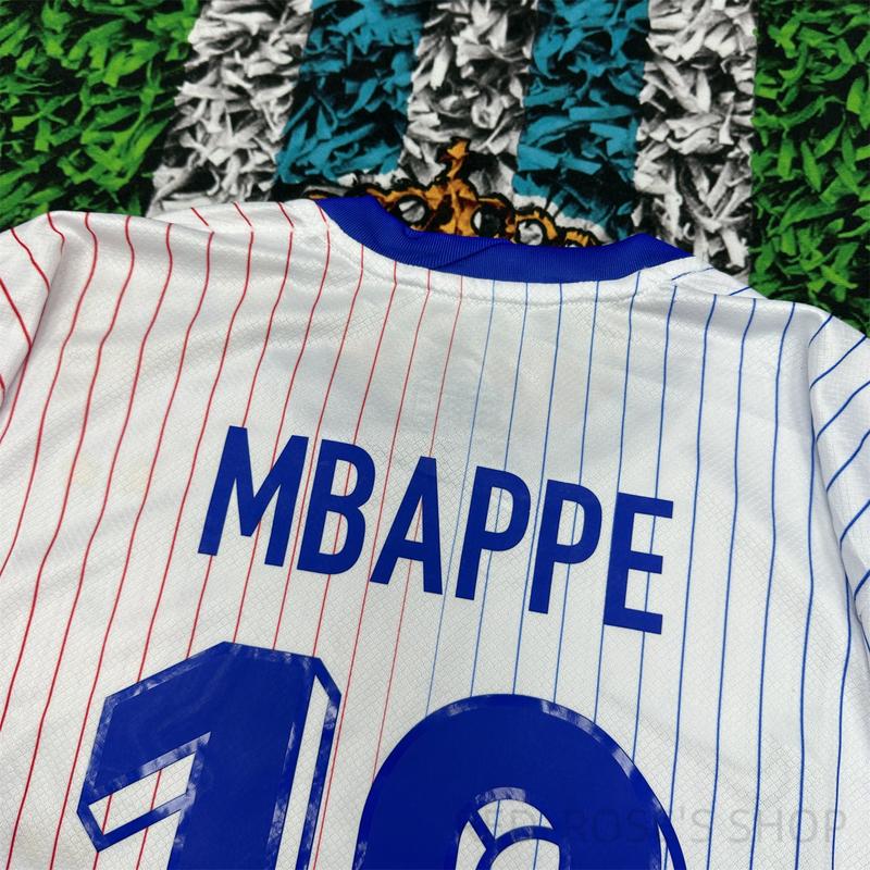 Nike  Euro 2024 France Away Mbappe Number No.10  Short Sleeve Soccer  Jersey