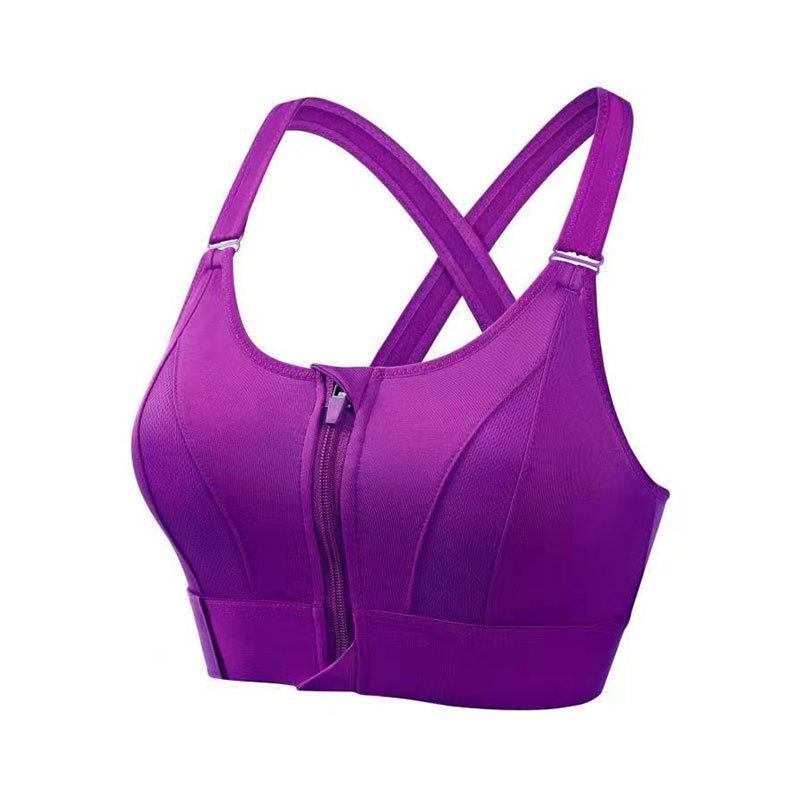 3Pcs Women's Plus Size Sports Bra, Fashion Front Zip-up Design, Breathable Full Coverage Workout Bra For Yoga & Fitness