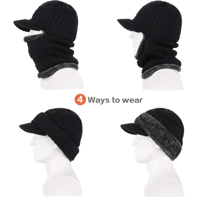 Winter Knitted Balaclava Beanie Hat Warm Cycling Ski Mask, Women Windproof Hood, Balaclavas Heavyweight Thermal Fleece