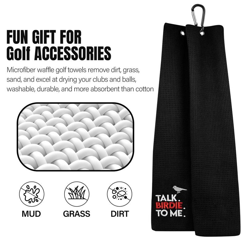 Talk Birdie to Me  Golf Towel with Quick-Dry Dual-Sided Design, Portable Carabiner, Gentle Cleaning, Durable & Easy-Care golf towel golf gift