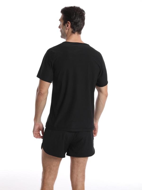 Men's Round Neck Sauna Top, Casual Regular Fit Short Sleeve Sauna Top for Gym Workout, Sport & Outdoor Clothing for All Seasons