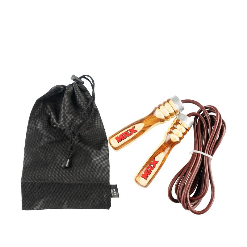 MRX Heavy Duty Leather Jump Rope Wood Handel